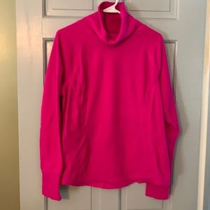 Pink fleece turtleneck pullover